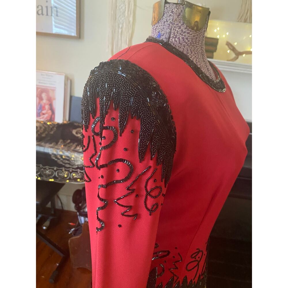 Fabrice Women's Red and Black Formal-dresses 1980s/90s Size 10 - Picture 6 of 11